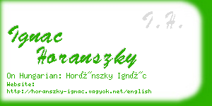 ignac horanszky business card